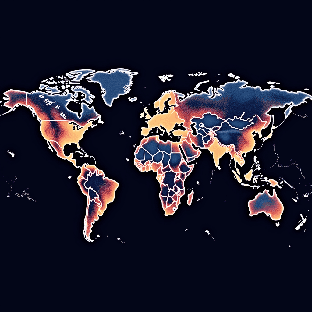 전 세계 기후 변화를 시각화한 열지도 세계지도